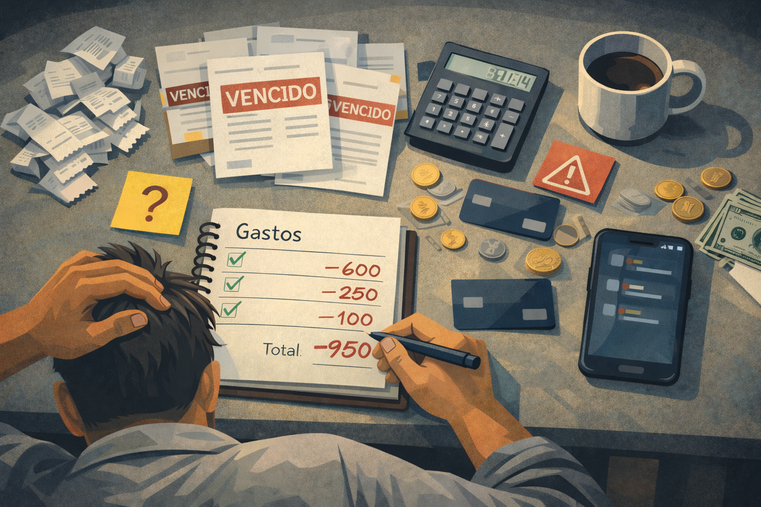 Persona revisando sus gastos